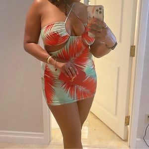 Mini Vacation Island Dress Red and Green